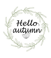 pattern, background, graphic, plain graphic background with text pattern hello autumn on a white background in a wreath