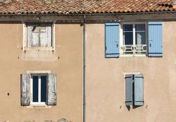 Old  house with  wooden shutters, Provence, France.