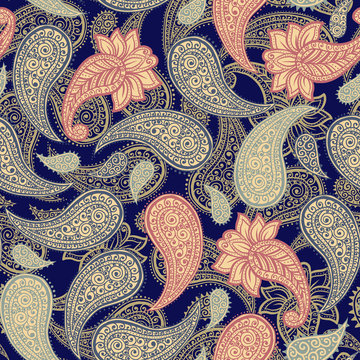 Magical Traditional Paisleys Seamless Pattern for wallpaper design or fabric textile printing