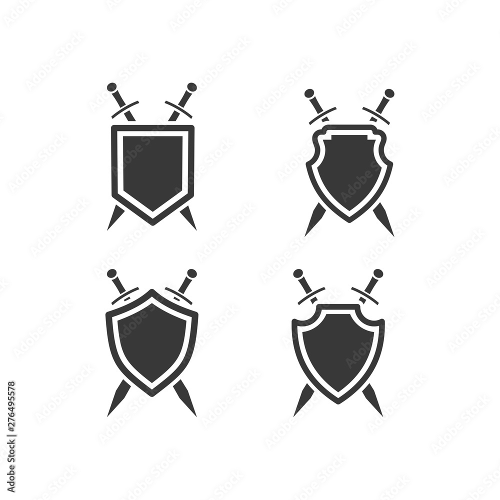Poster shield icon set symbol template black color editable. simple logo vector illustration for graphic an