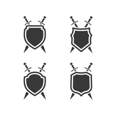 Obraz premium shield icon set symbol template black color editable. Simple logo vector illustration for graphic and web design.