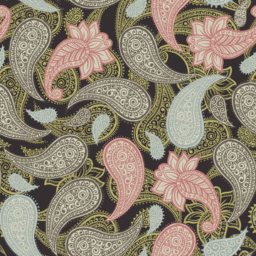 Magical Traditional Paisleys Seamless Pattern for wallpaper design or fabric textile printing