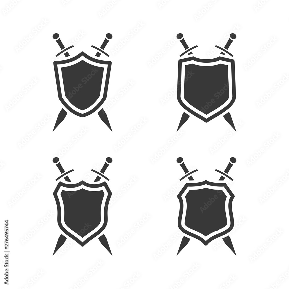 Poster shield icon set symbol template black color editable. Simple logo vector illustration for graphic and web design.