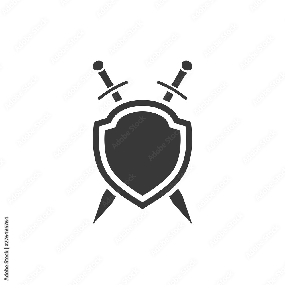 Leinwandbilder shield icon template black color editable. sword conception with shield symbol vector sign isolated on white background. Simple logo vector illustration for graphic and web design.