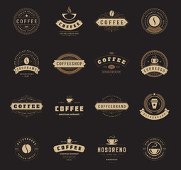 Coffee shop logos design templates set vector illustration.