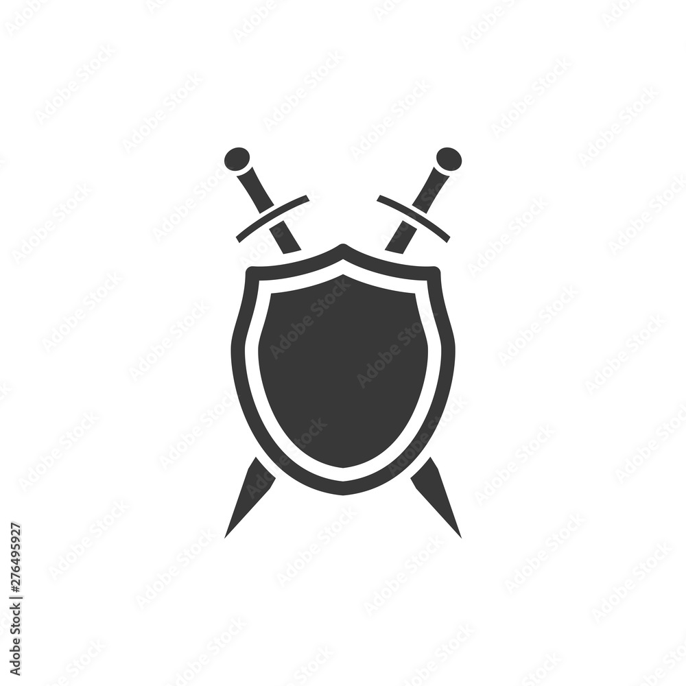 Leinwandbilder shield icon template black color editable. sword conception with shield symbol vector sign isolated 