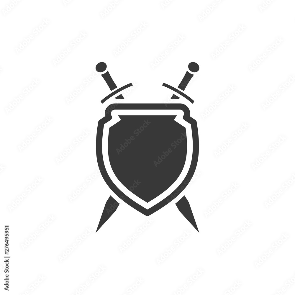 Leinwandbilder shield icon template black color editable. sword conception with shield symbol vector sign isolated 