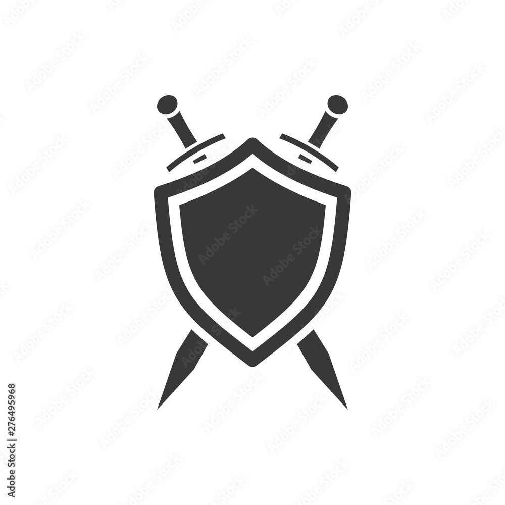 Fototapete shield icon template black color editable. sword conception with shield symbol vector sign isolated 