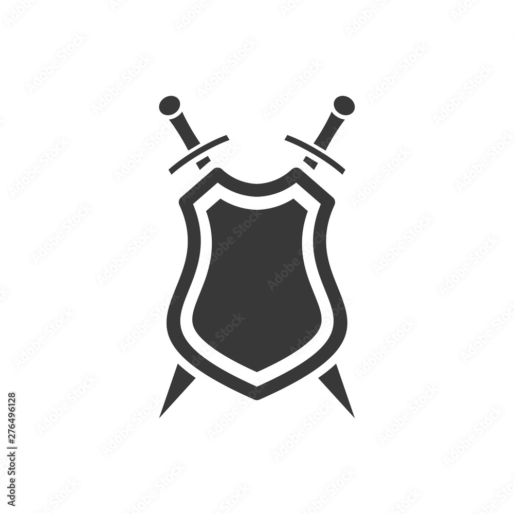 Leinwandbilder shield icon template black color editable. sword conception with shield symbol vector sign isolated on white background. Simple logo vector illustration for graphic and web design.