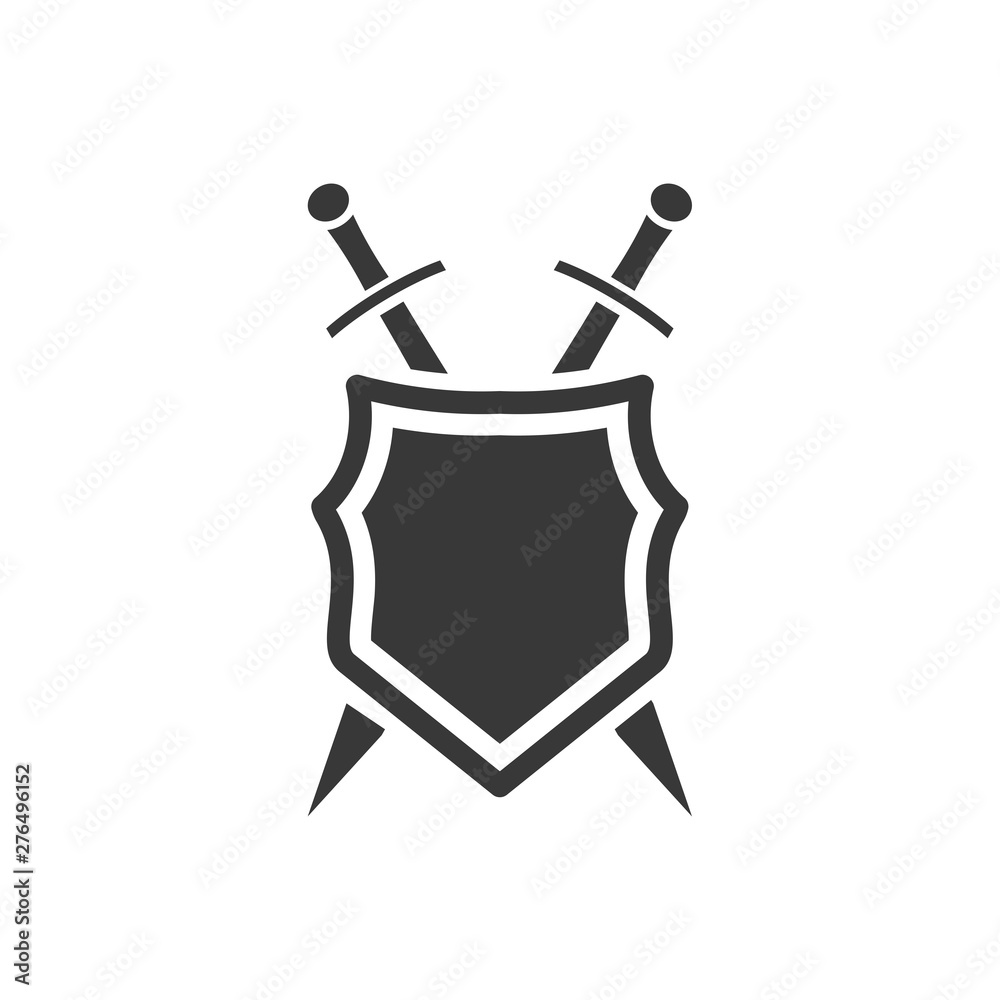 Leinwandbilder shield icon template black color editable. sword conception with shield symbol vector sign isolated on white background. Simple logo vector illustration for graphic and web design.