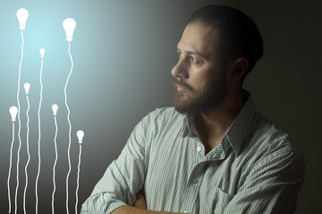 Casual business man. Beard guy in shirt