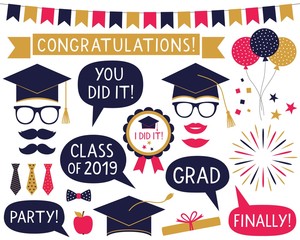 Graduation party vector set © lattesmile