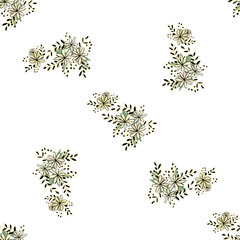 Flower graphic design. Cute seamless vector tile pattern. Retro vintage. line chamomile design.