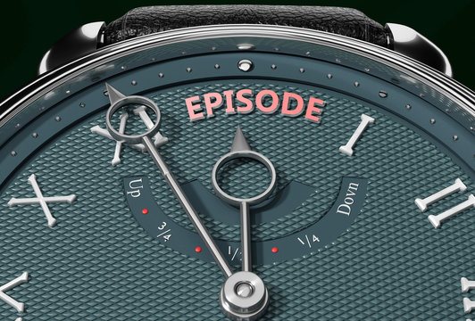 Achieve Episode, come close to Episode or make it nearer or reach sooner - a watch symbolizing short time between now and Episode., 3d illustration