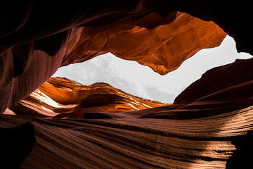 glimpse of blue sky Antelope Canyon Arizona on Navajo land near Page,Arizona, Utah, United states of America, 
