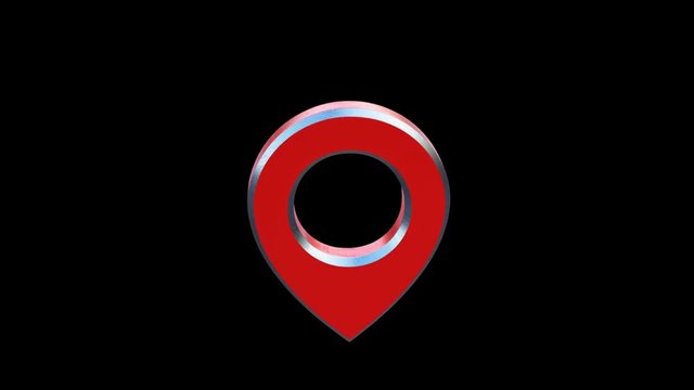 gps icon 3d render pop-up red and blue color footage can make alpha with luma matte. icon looping up and down in environment moving.
