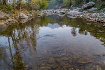 Autumn trees reflections in a lake