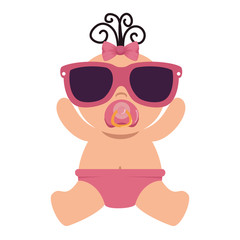 cute little baby girl with sunglasses