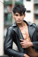 Fashion portrait of young handsome man.