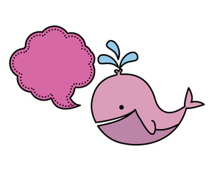 cute whale animal baby with speech bubble