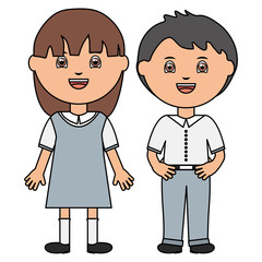 cute little students group characters