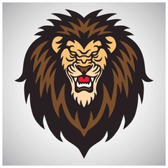 Angry Lion Roaring Logo Mascot Vector Illustration Icon