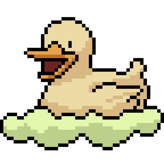 vector pixel art duck swim