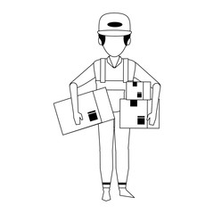 Warehouse worker logistics job concept in black and white