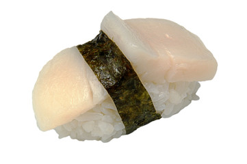 Fresh nigiri on a white isolated background
