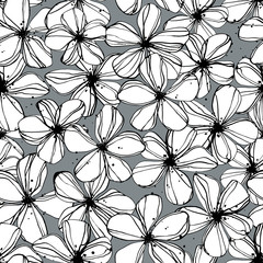 Seamless hand painted pattern with flowers an