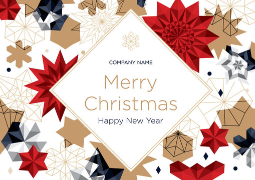 Christmas Corporate Greeting Card.  Trendy Design Template Of Leaflet Cover, Flayer, Card, Beauty Salon, Spa, Restaurant, Club. Vector Illustration.