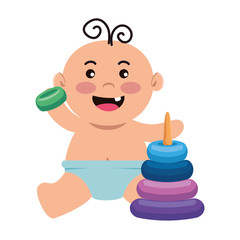 cute little baby boy with pile rings