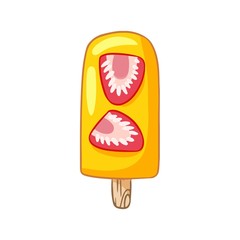Sweet fruit ice hand drawn lineart icon. Cute doodle ice cream