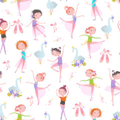 Seamless pattern with ballet dancers. Vector illustration. © goodreason