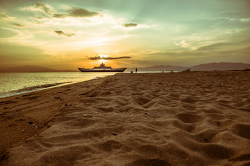 Sunset on the beaches of Keramoti, Kavala, Greece