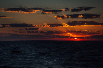 beautiful sunrise on the shores of the Azov Sea