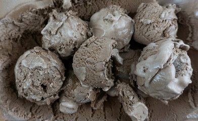 Closeup ice cream Chocolate, Top view Blank for design.