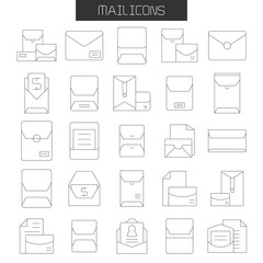 envelope, mail and letter icons set