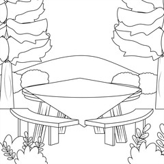 Isolated table in forest design
