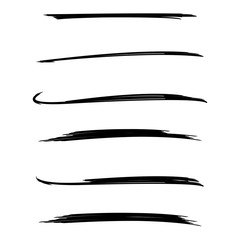 black ink brush stroke line set