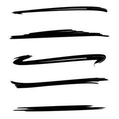 black ink brush stroke line set