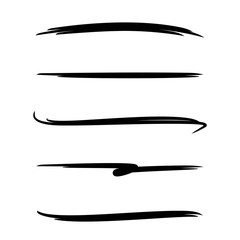 black ink brush stroke line set