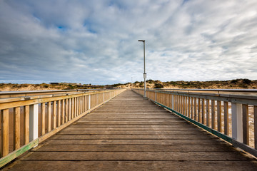 The footbridge broadwalk over the onkaparinga river at south port noarlunga south australia on 3rd July 2019