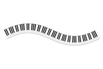 Musical keyboard wave, constructed from octave patterns, black and white piano keyboard keys, shaped into repeated motif. Illustration. Vector. © Peter Hermes Furian