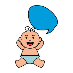 Obraz na płótnie Canvas cute little baby boy with speech bubble