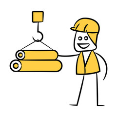 engineer and crane yellow doodle design