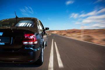 Naklejka premium Car driving on highway road auto speed transportation