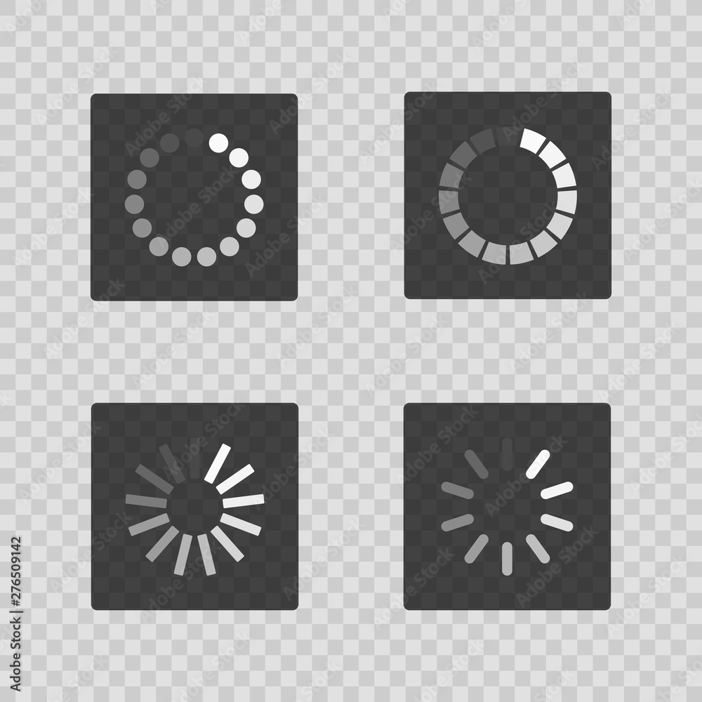 Poster super set different load icon isolated on transparent background. circle website buffer loader or pr