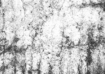 Distress old cracked concrete texture, vector illustration. Black and white grunge background. Stone, asphalt, plaster, marble.