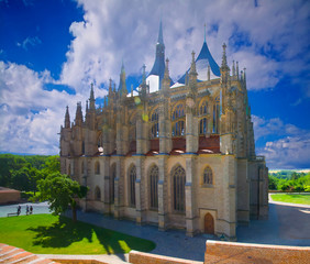 Fototapeta premium Summer wide view on Santa Barbara's Cathedral, Czech Republic
